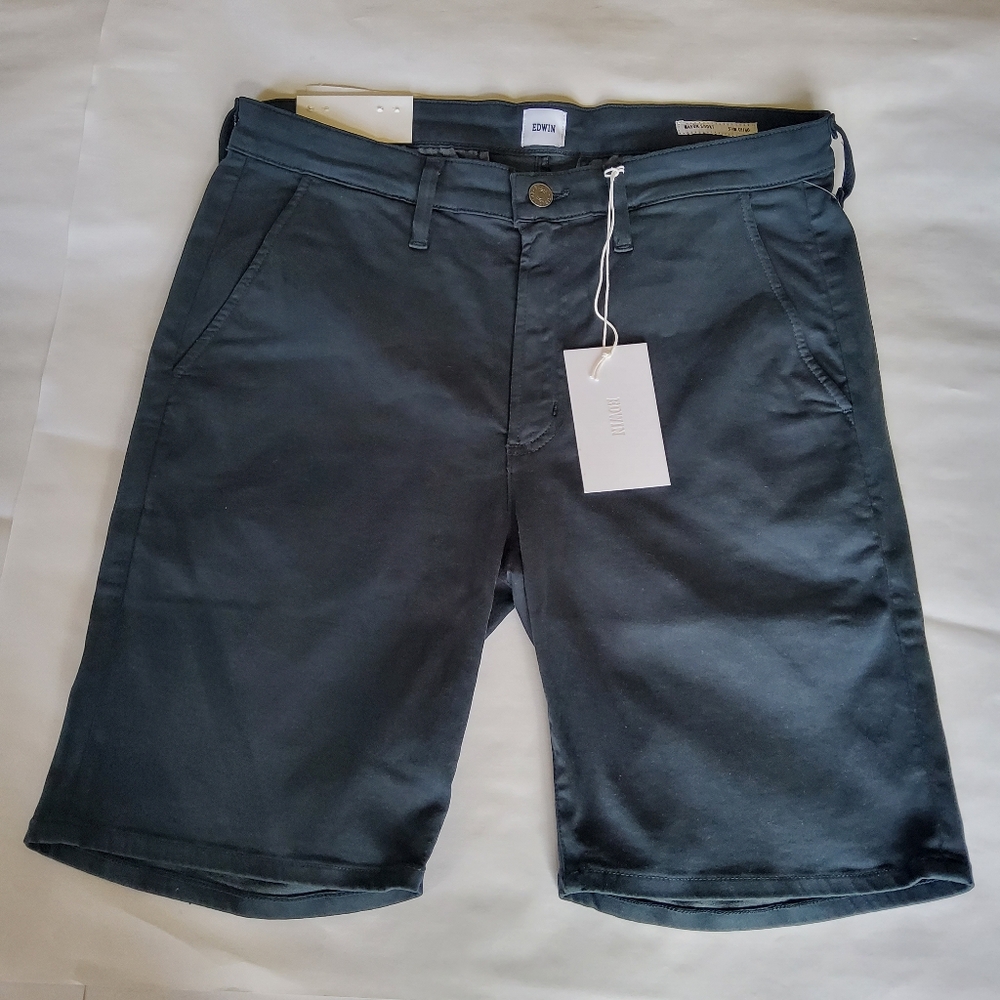 New Edwin Men's Slim Chino Khaki Mason Shorts Size 30 Navy Blue